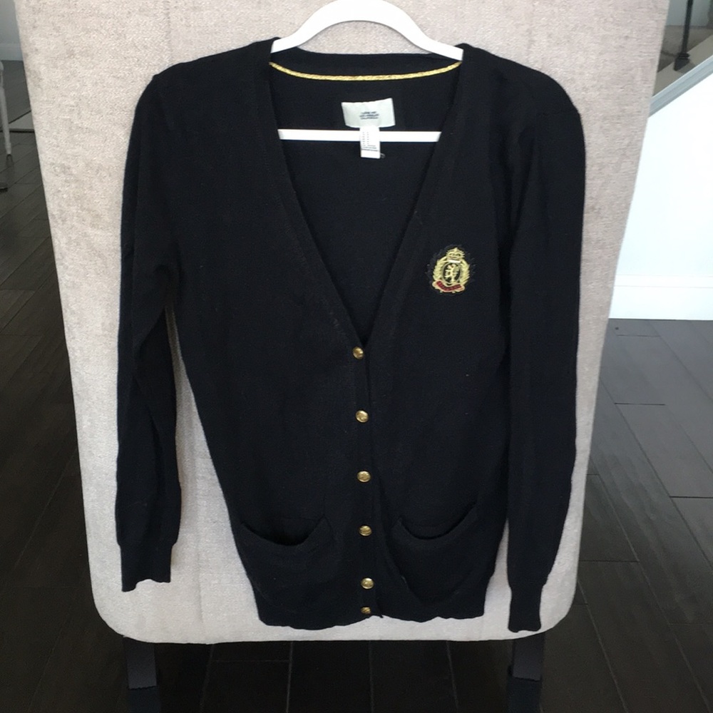 Black Emblem Collegiate Preppy Sweater Cardigan